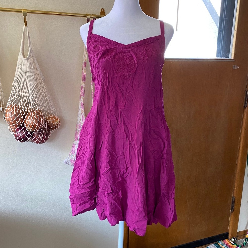Torrid Embroidered Cami Swing Purple Mini Dress‎ XL Summer Femme Curvy Boho Fest